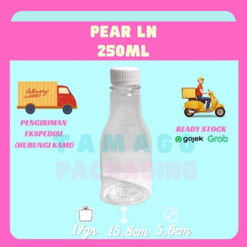 Jual Botol plastik 250ml Pir Pear Ekonomis LN minuman jus susu kopi 250 ...