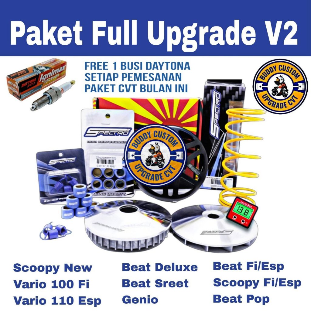 Jual Paket CVT Full Race Kit V2 Kawahara X Spectro Beat Scoopy Fi/Esp ...