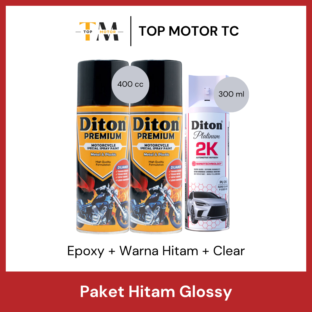 Jual [PAKET] Cat Semprot Diton Premium Hitam Black Glossy (Epoxy ...