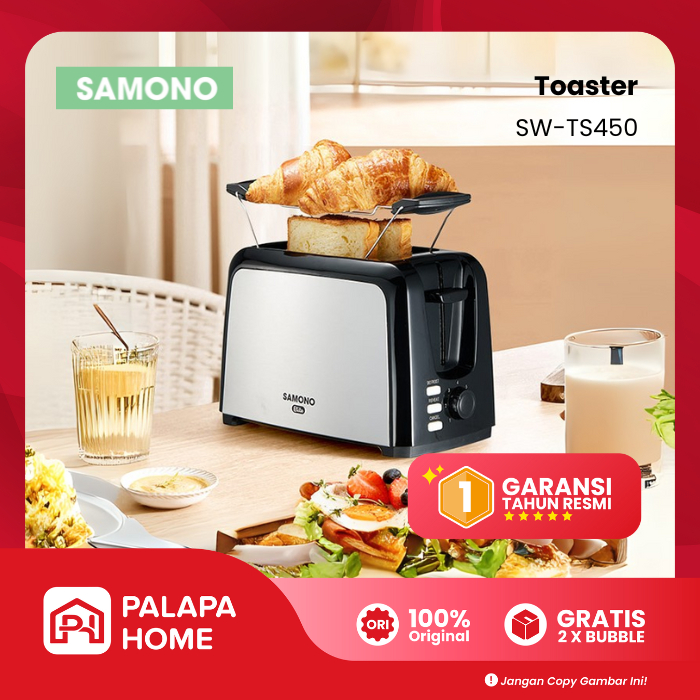 Jual Samono Toaster SW-TS450 Pemanggang Roti Listrik Stainless 2 Potong ...