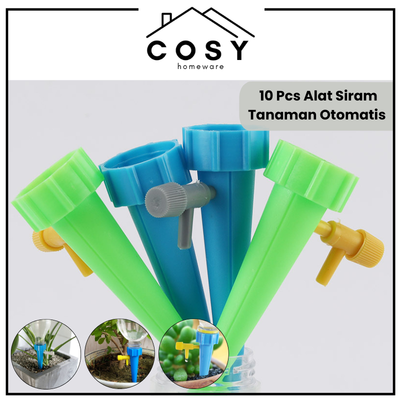 COSY 10pcs Alat Siram Tanaman Otomatis Bisa Setel Kecepatan / Keran Air Tanaman / Irigasi Kebun Tanaman Dengan Botol / Bottle Dripper / Alat Tetes Botol Bekas Tancap Tanah Kebun Pot Drip