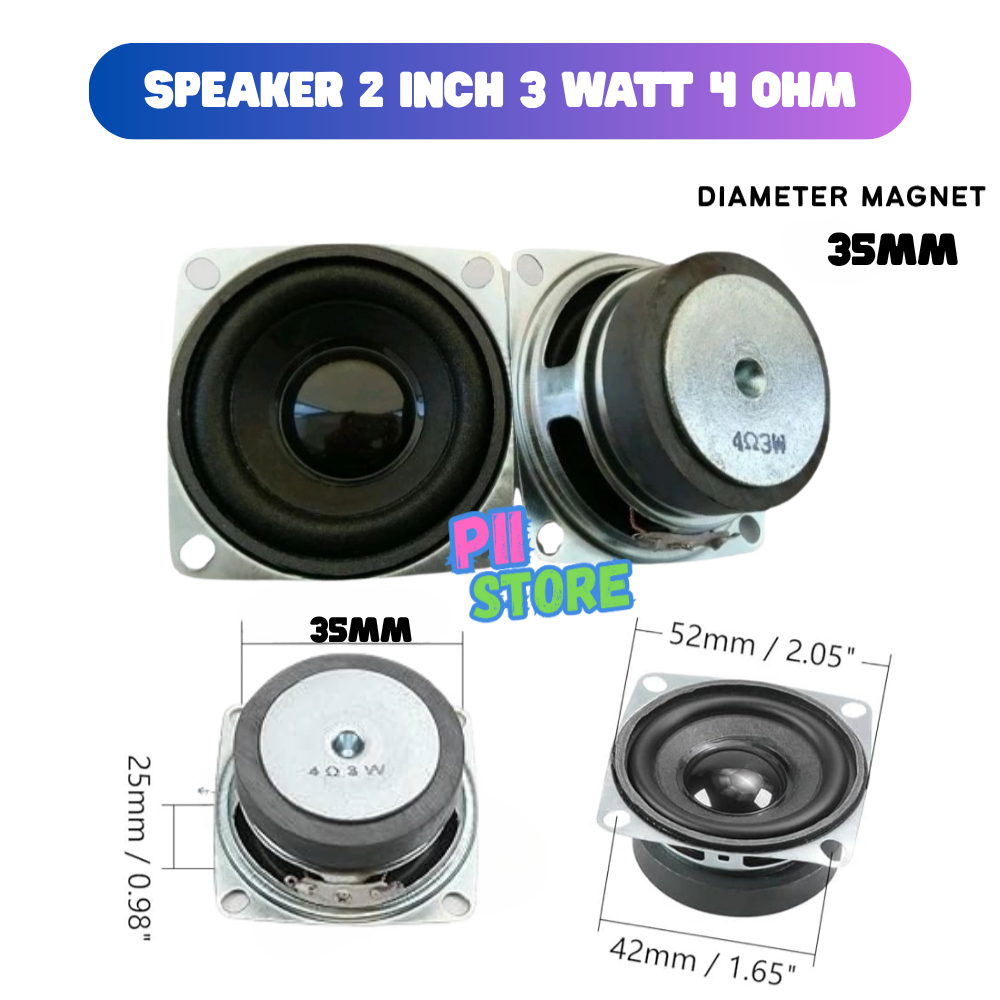 Jual SPEAKER 2 INCH MAGNET SEDANG 4 OHM 3 WATT FULL RANGE HITAM DENGAN ...