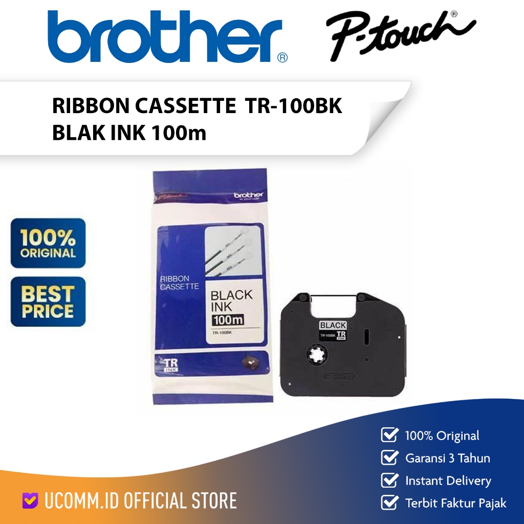 Jual BROTHER TR-100BK Black Ink Ribbon Tape TR 100 BK Ribon Tape PT ...