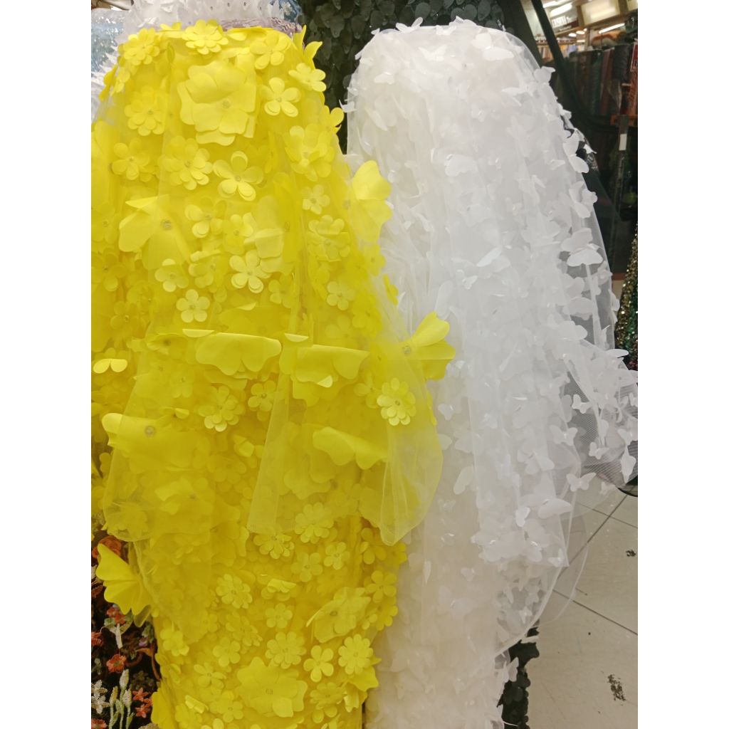 Jual BAHAN / KAIN TILE BUNGA 3D TRIDI ORGANZA | Shopee Indonesia