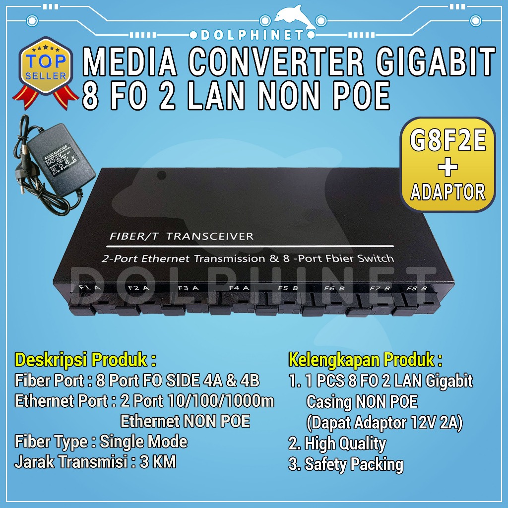 Jual Gigabit 8F2E Media Converter 8 FO 2 LAN 8 SC 2 RJ45 1000 Mbps Body ...
