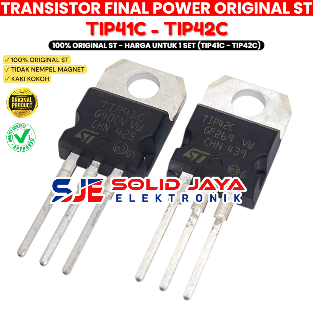 Jual TRANSISTOR TR FINAL ST TIP41 TIP42 C ASLI ORIGINAL TIP41C TIP42C ...