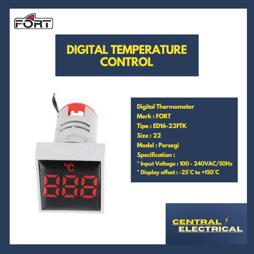 Jual FORT Digital Thermometer 100 - 240VAC/50Hz Model Persegi Merk Fort ...