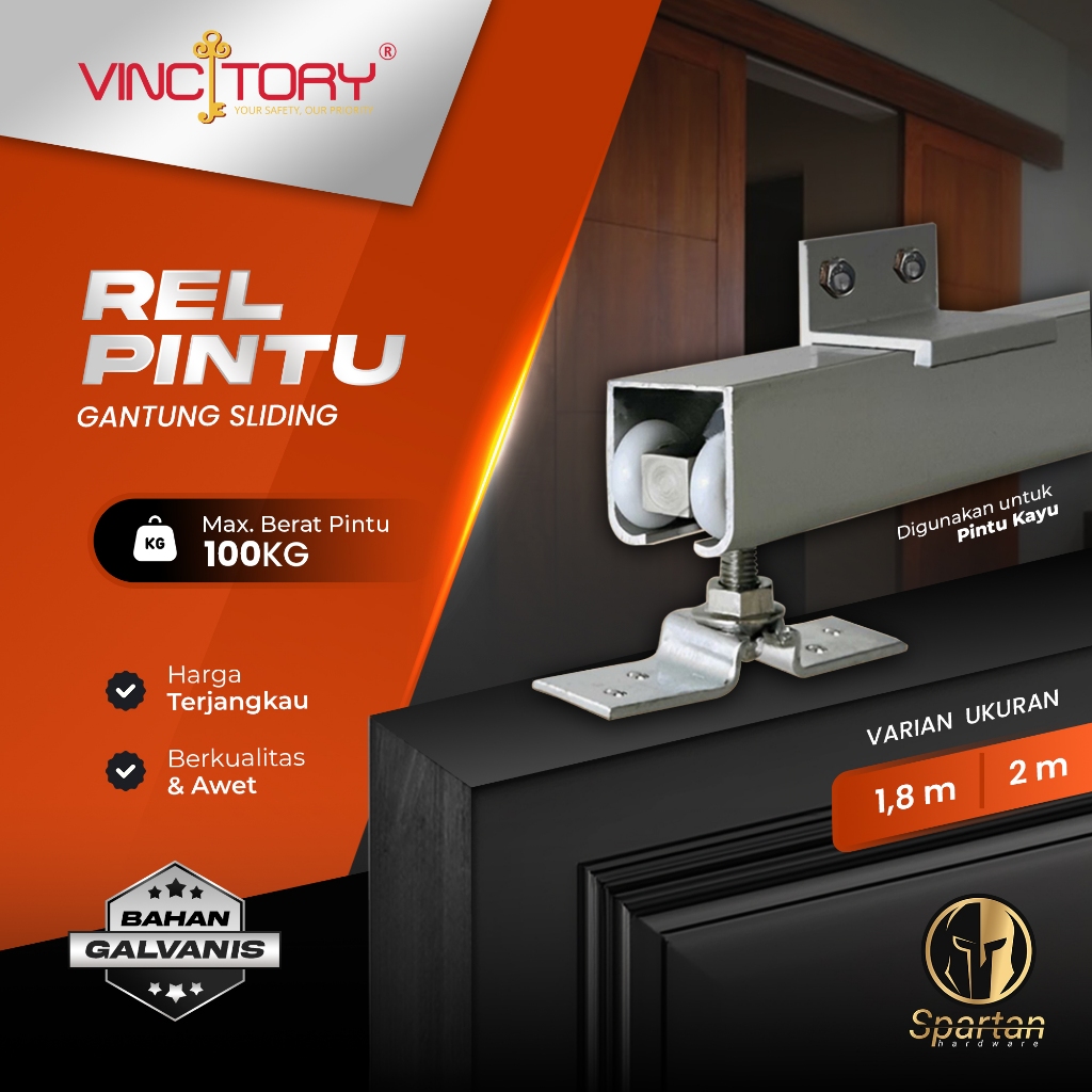 Jual Rel Pintu Geser Sliding Gantung Galvanis Tebal Satu Set Vincitory ...