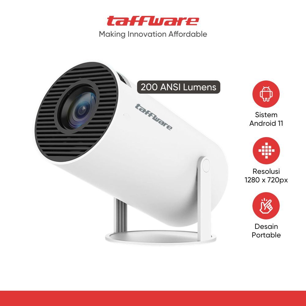 Jual Taffware Proyektor Mini Portable Android 11 WiFi Bluetooth 200 ...