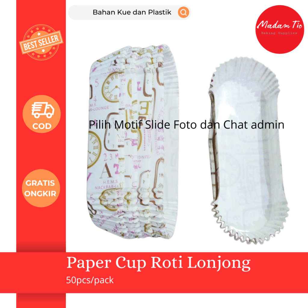 Jual Paper Cup Roti Lonjong Motif 50lembar/pack (Pemilihan Motif ...
