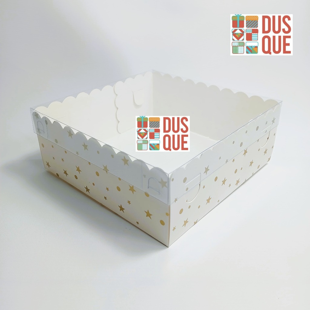 Jual Dus Kotak Kue Ivory Laminasi Motif Polkadot Emas 20x20x8cm ...