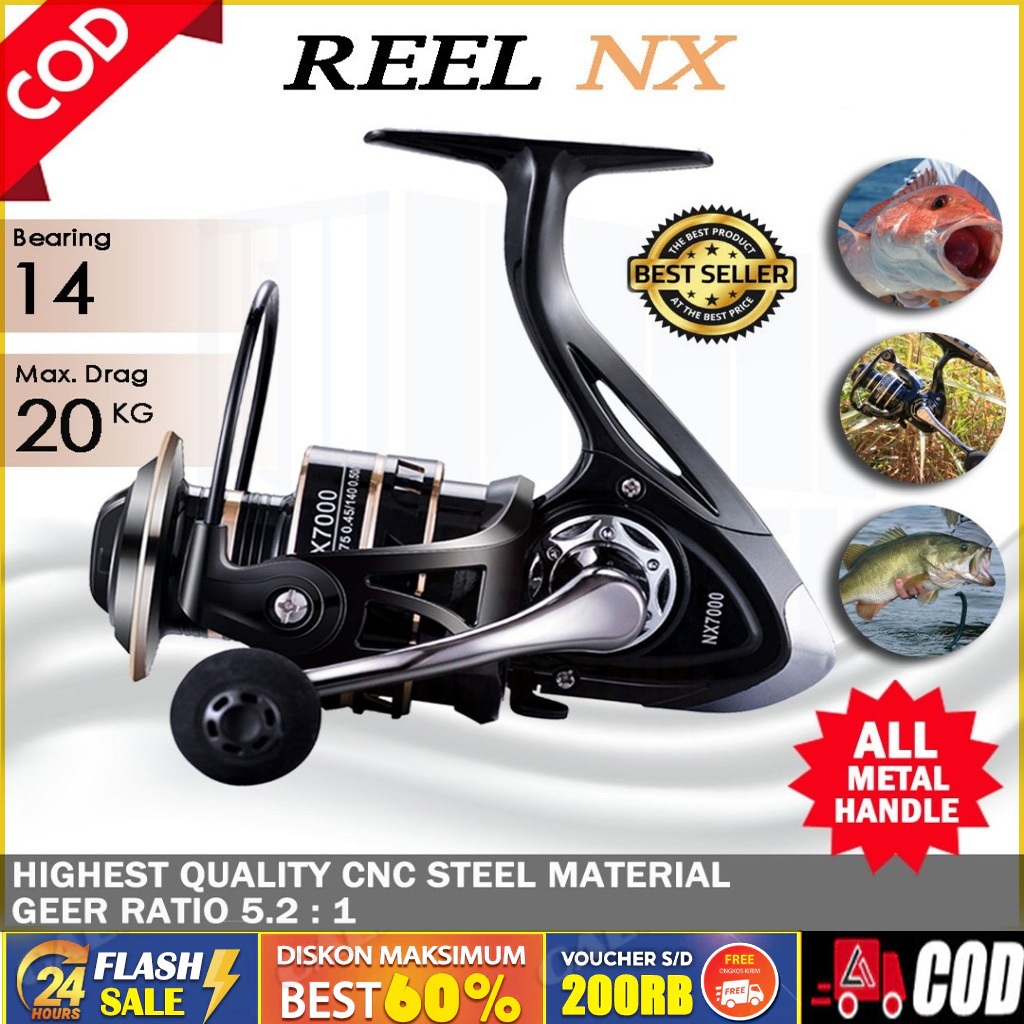 Jual READY NX2000-7000 16KG/Reel Spining Pancing Murah Kuat Power/Reel ...