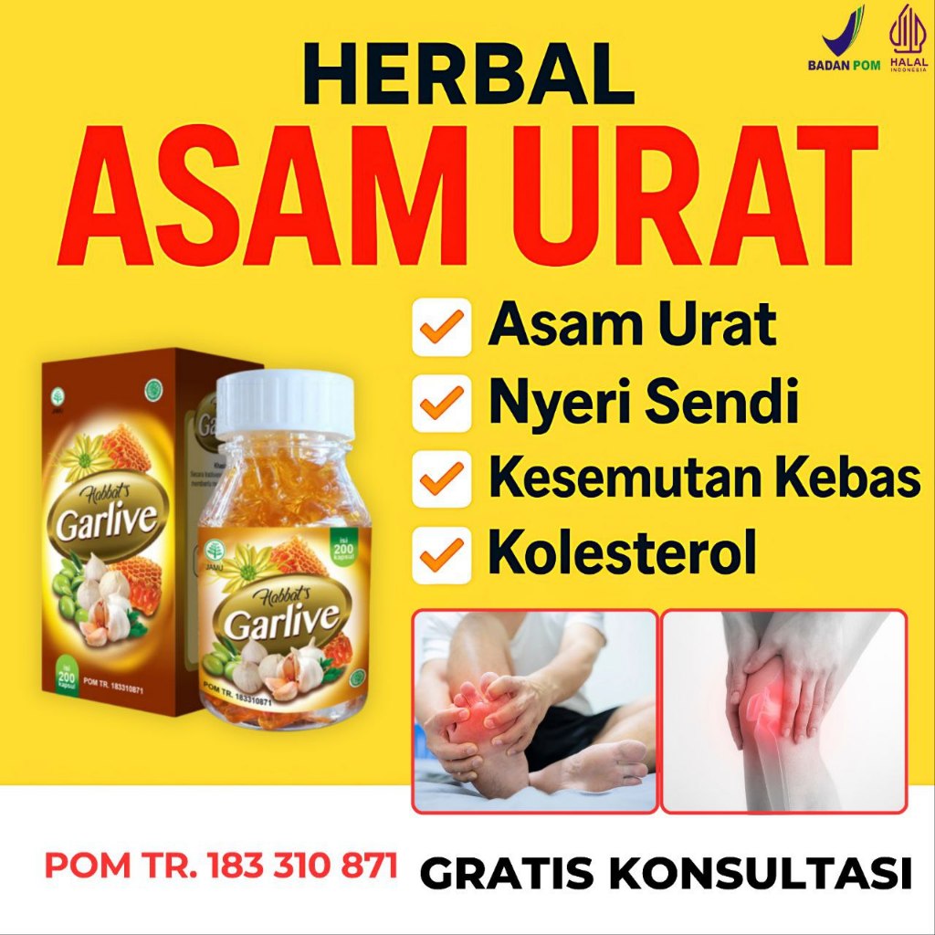 Kapsul Habbat's Garlive Bantu Obati Kolesterol Asam Urat Kesemutan Bantu Turunkan Darah Tinggi