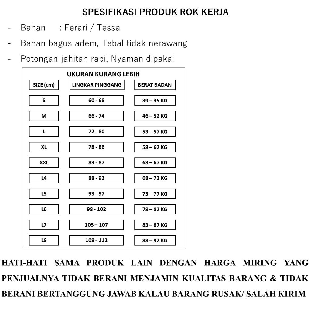 Jual Rok Wanita / Rok Kerja Size Kecil-Jumbo / Rok A Line / Rok Kerja ...