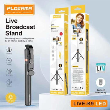 Z3 MEREK K9 LED Tongsis Tripod Bluetooth 1.7m Tripod Tongsis Untuk Live Tripod Hp Android