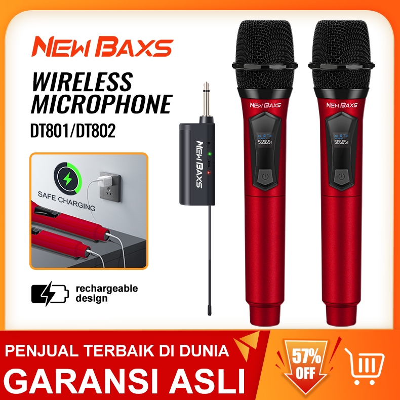 Jual NEW BAXS 2 mikrofon nirkabel yang dapat diisi ulang DT801/DT802 ...