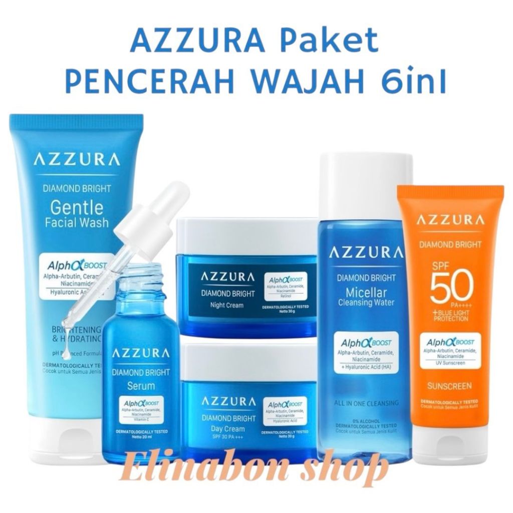 Jual AZZURA Paket Skincare |Serum|Sunscreen|Night Cream|Whip Foam|Day ...