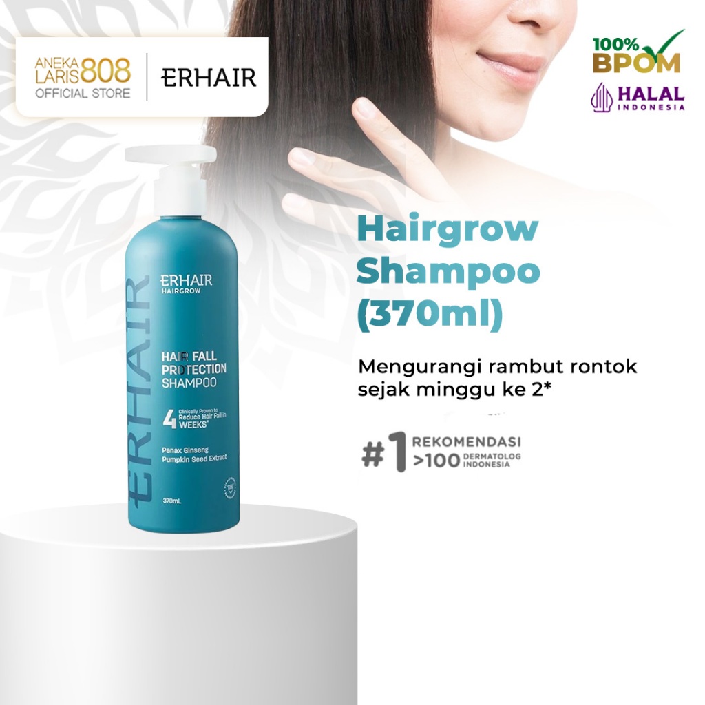 Shampo Penumbuh Rambut ERHA ERHAIR Hairgrow Shampoo with Panax Ginseng 370ml Atasi Rontok