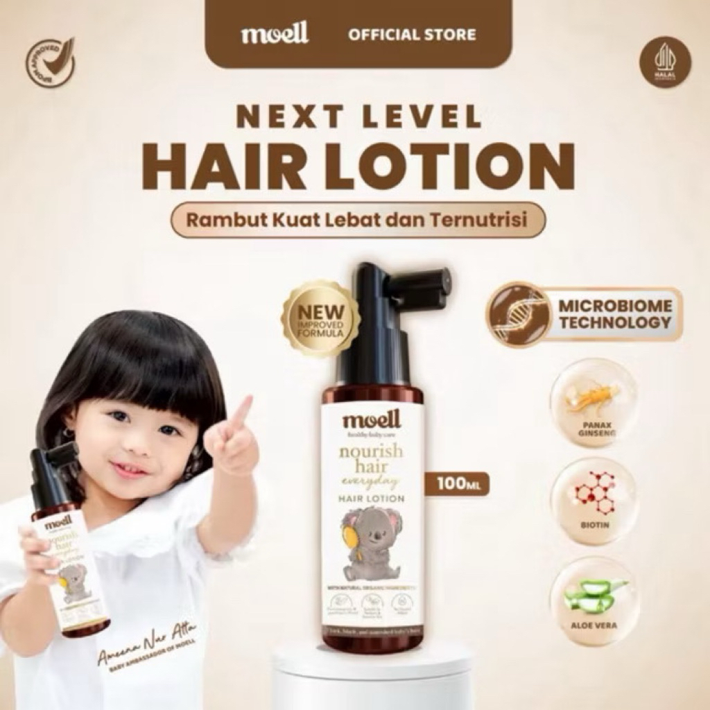 Jual Moell Hair Lotion 100ml / Moell Nourish Hair everyday / Hair ...