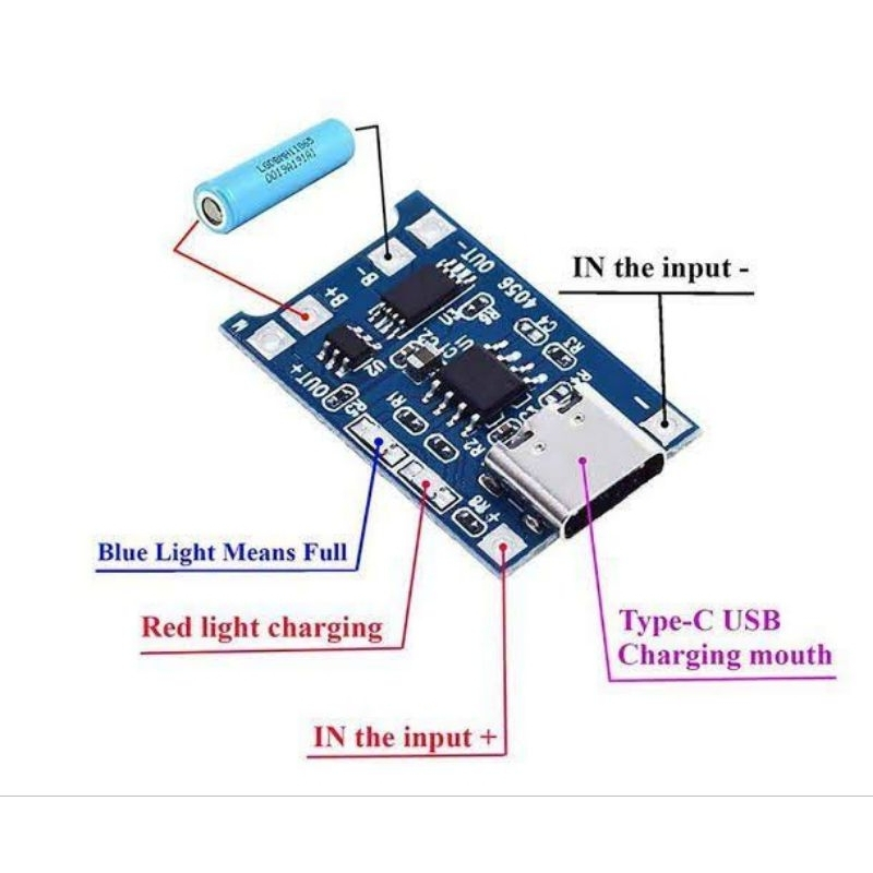 Jual Modul Charger TP4056 USB Type C Battery Lithium Ion 3.7V Charger ...