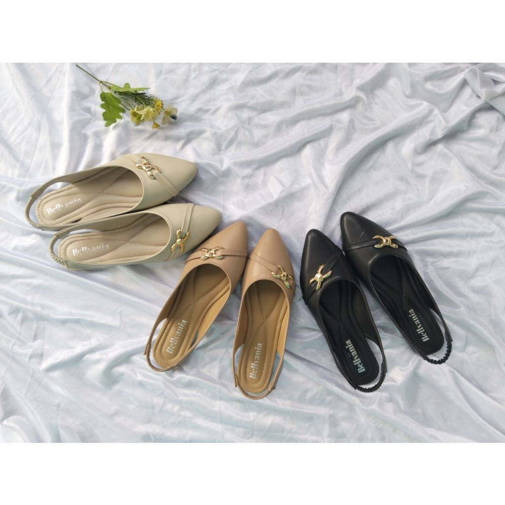 Jual Sepatu Flat Shoes Wanita Tali Belakang Variasi Samping Elegan ...