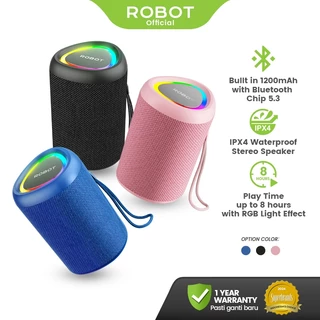 ROBOT Speaker Bluetooth Bass RGB Waterproof IPX4 Bluetooth 5.3 1200mAH TWS Portable RB120 Original - Garansi 1 Tahun