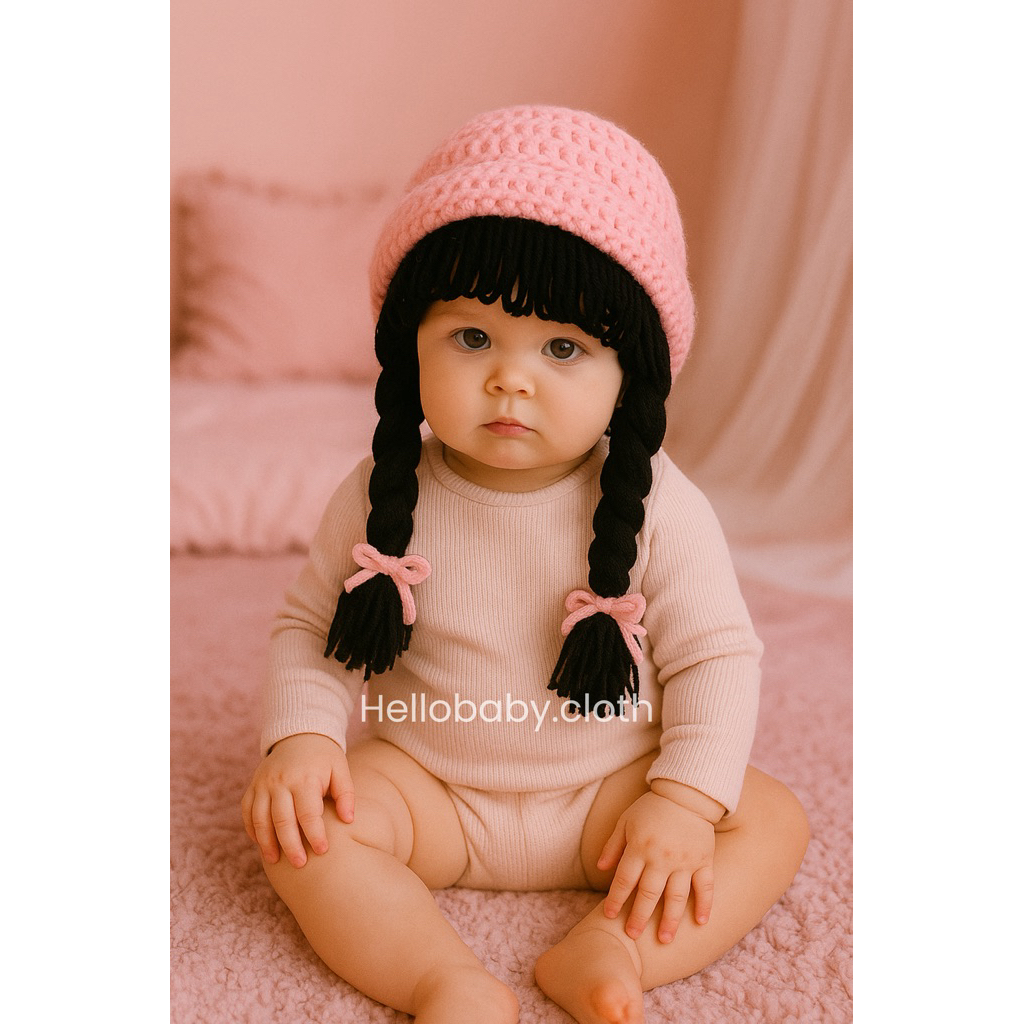 Jual Topi Rajut Bayi Rambut Palsu/Topi Rajut Bayi Perempuan/Topi Rajut ...