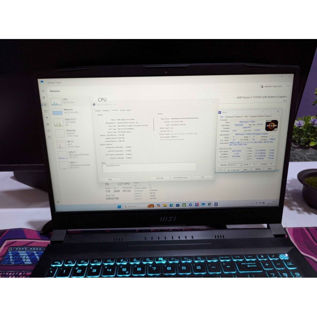 Jual Laptop Gaming MSI Bravo 15 B7ED AMD Ryzen 5 7535HS Radeon RX 6550M ...