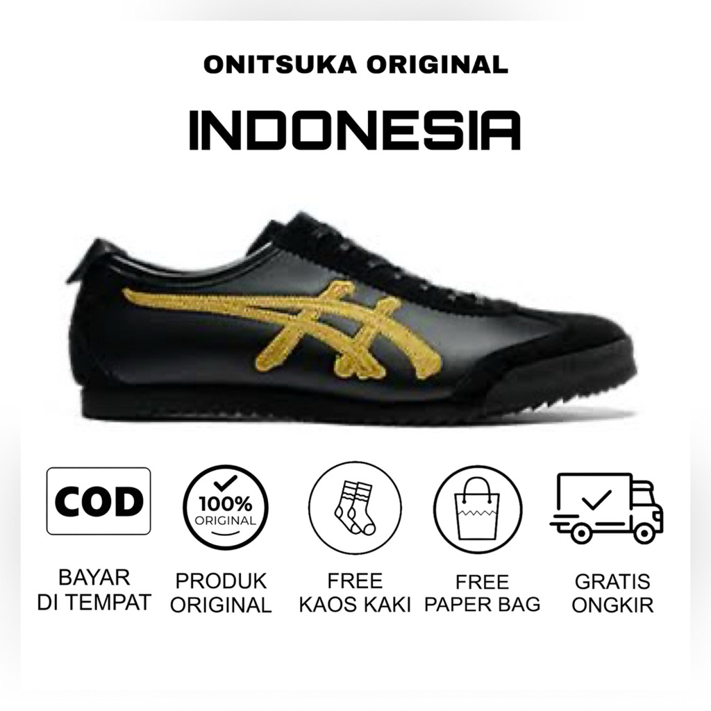 Jual Sepatu Onitsuka Tiger Mexico 66 Japan Black Gold Sepatu