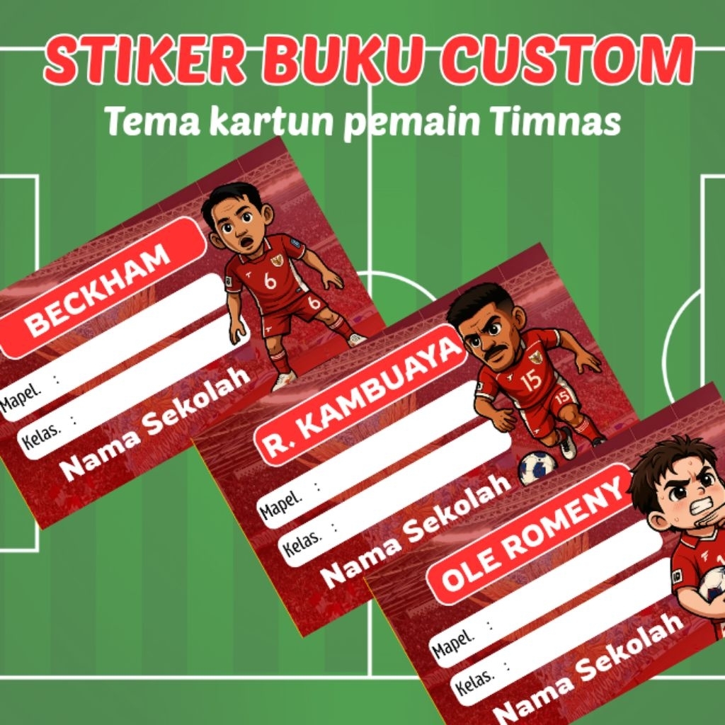 Jual Stiker Nama Mata Pelajaran Custom Tema Pemain Timnas Indonesia ...