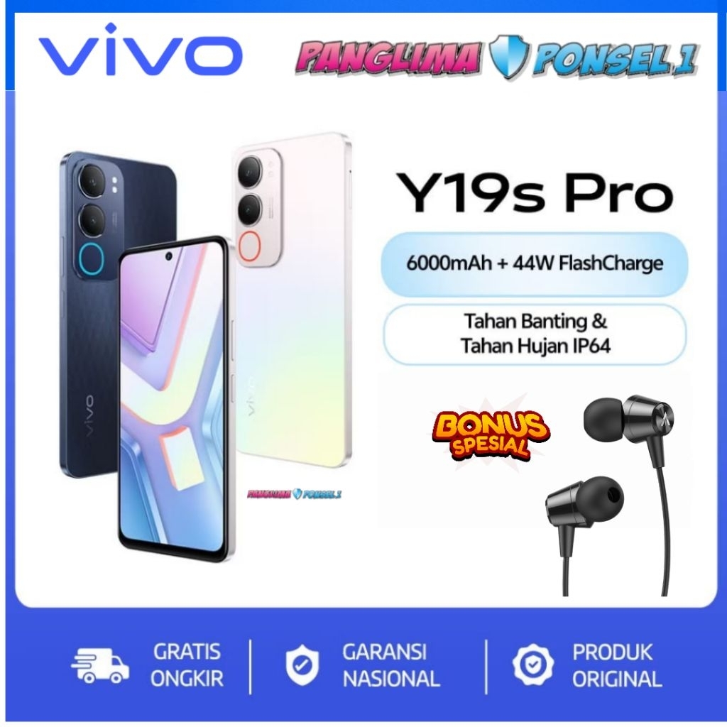 Vivo Y19s Pro 6/128 [6+6GB Ram 128GB Rom) 6000mAh 44Watt Flase Charger  Garansi Resmi Vivo Indonesia