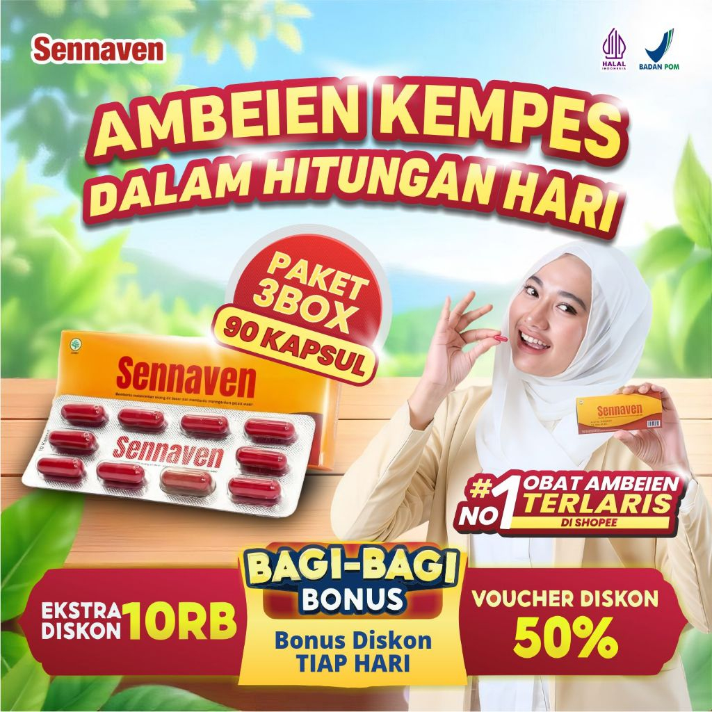 Sennaven 3 Blister Terlaris Paket 3 Box Herbal Alami Untuk Wasir dan Ambeien susah BAB