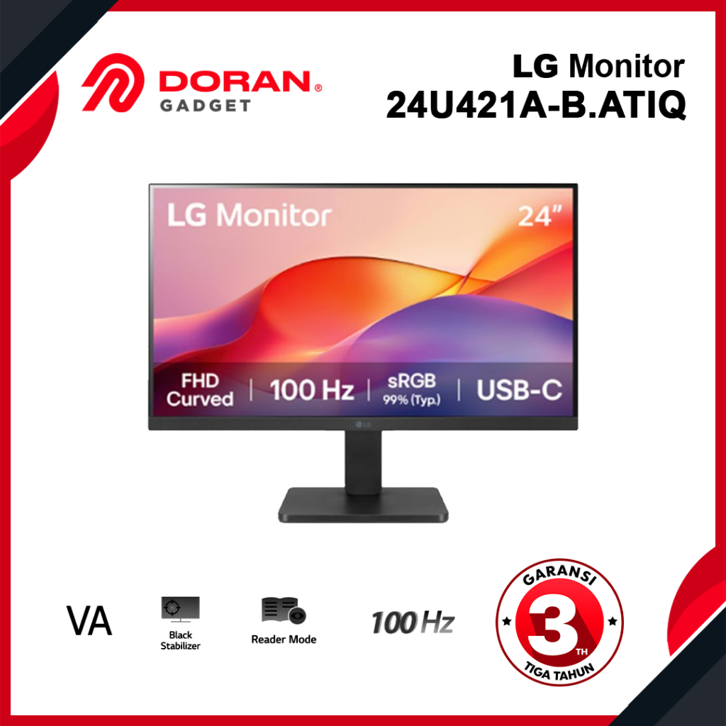 Jual LG Monitor LED 24U421A-B 24 inch VA Curved 1500R 1080p FHD 100Hz ...
