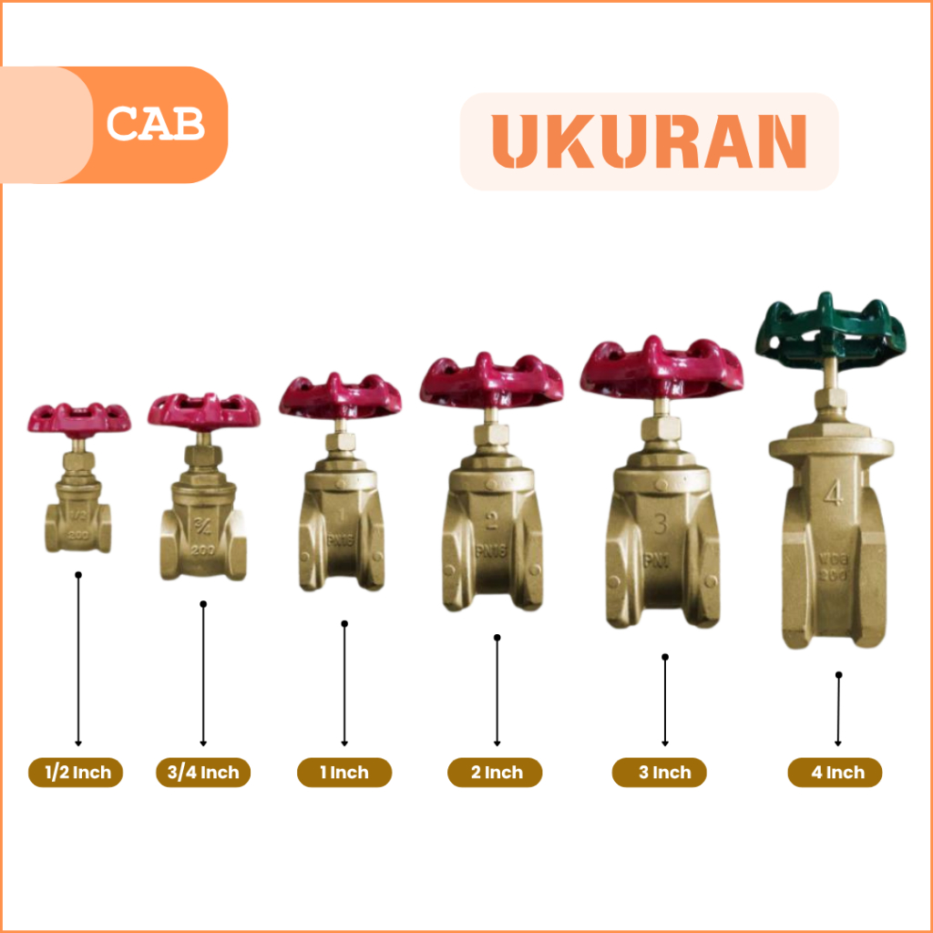 Jual CAB Gate Valve Kuningan 1/2 3/4 1 Inch | Katup Gerbang Kualitas ...
