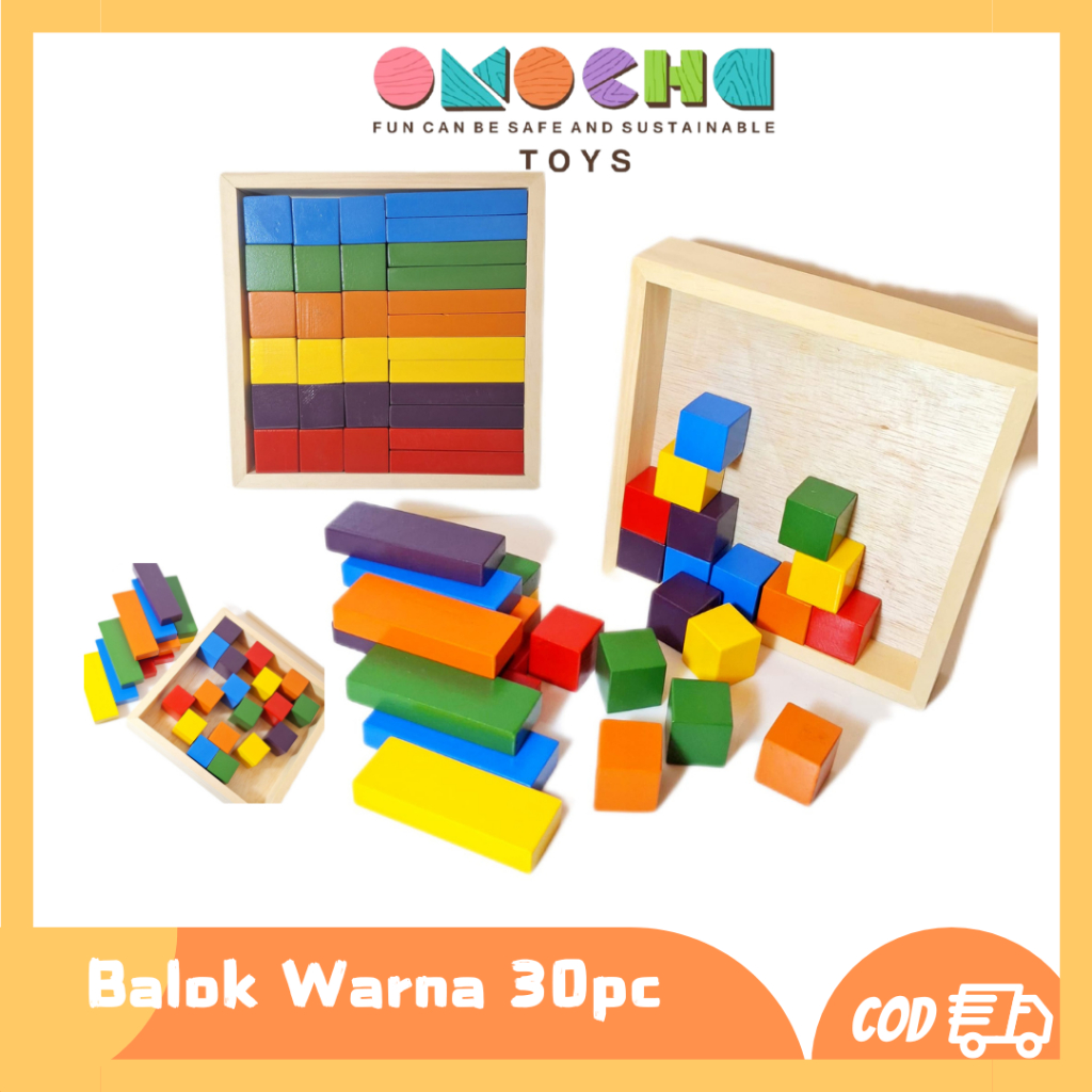 Jual Balok Warna 30Pcs Wooden Block Colour Balok Susun Warna Premium ...