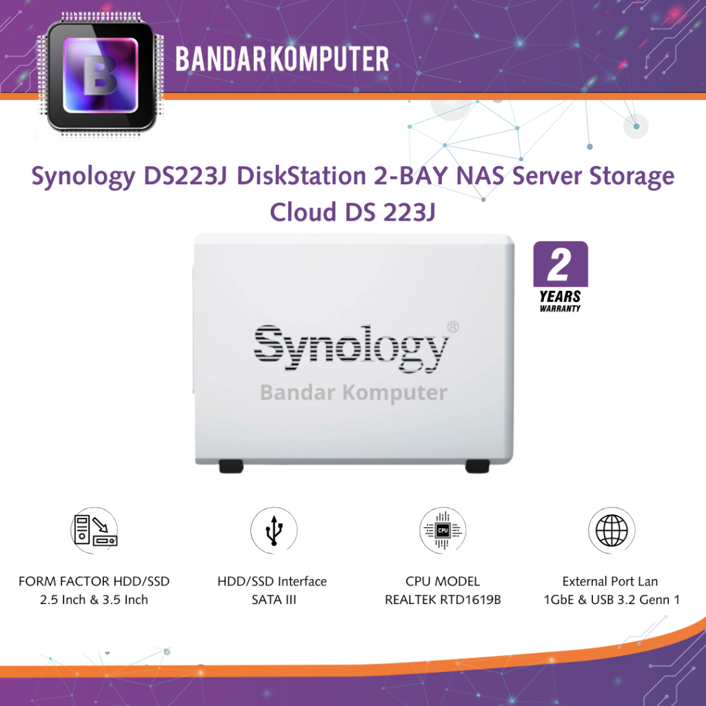 Jual Synology DS223J DiskStation 2-BAY NAS Server Storage Cloud DS 223J ...