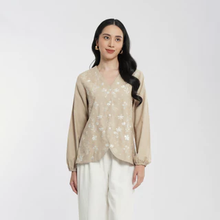 MOMELCA - Izzati Taupe Top | Atasan Wanita | Kemeja Wanita