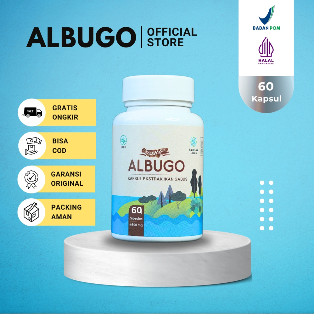 Jual Albugo - Kapsul Albumin Ekstrak Ikan Gabus 1 Botol isi 60 Kapsul ...