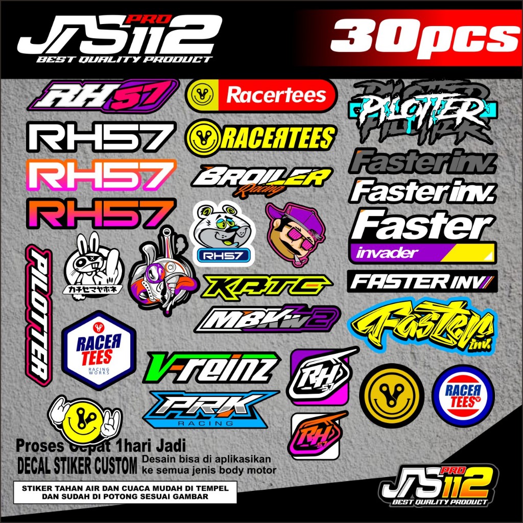 Jual Stiker paket 30pcs Sticker Bengkel Racing Part Stiker Anti Air ...