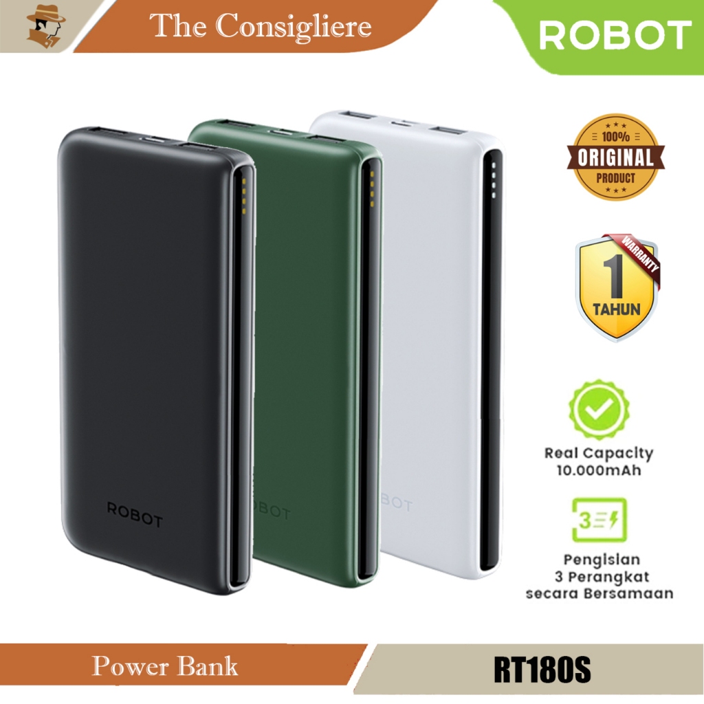 Jual Robot Power Bank 10000 Mah RT180S Dual Input 3 Outputs RT 180 RT12 ...