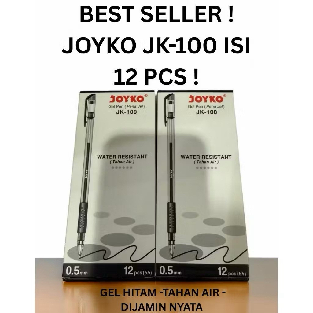 Jual Pulpen Gel Joyko JK-100 Hitam | 1 Box Isi 12 Pcs | Pulpen Tinta ...