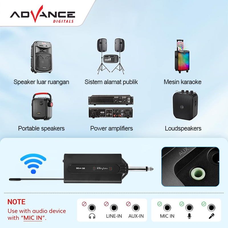 Jual Advance Mic-500 Mic Bando Wireless Mic Clip On / Microphone ...