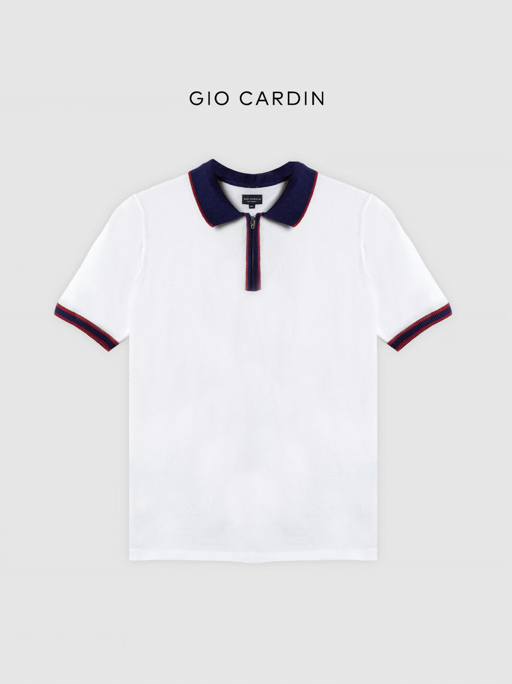 Kaos Polo Pria Knit Broken White Premium Viscose Zipper Gio Cardin foto 3