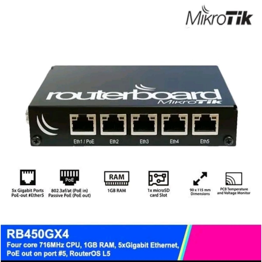 Jual Mikrotik RB450Gx4 Router indoor routerOS | Shopee Indonesia