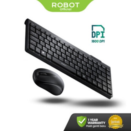 ROBOT KM3500 Combo Wireless – Keyboard & Mouse Set Mini Portable, 2.4GHz, Cocok untuk Laptop/PC, Garansi 1 Tahun