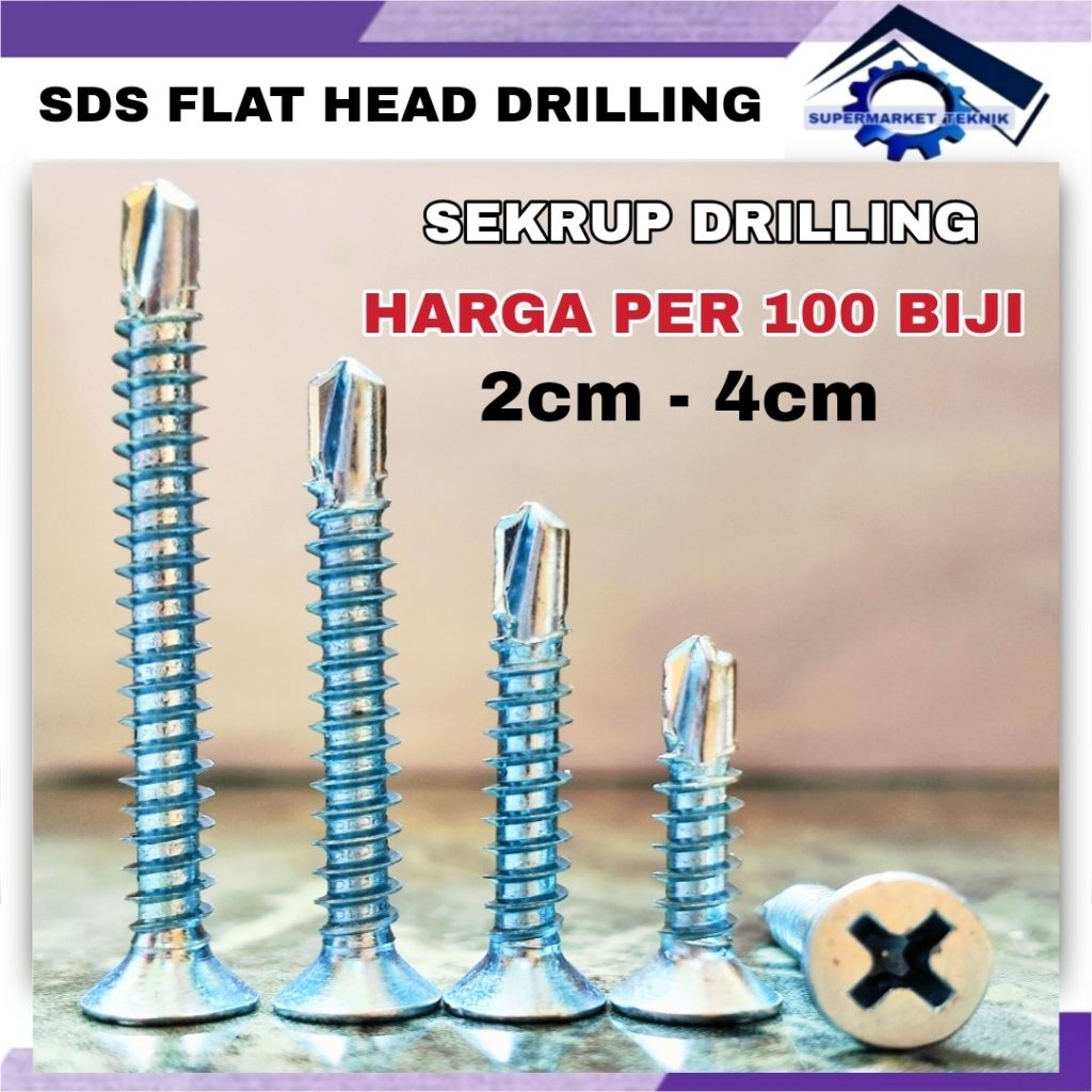 Jual (100 PCS) Skrup Sekrup Roofing SDS FH 8x25 / 8x32 Baut Sekrup Baja ...