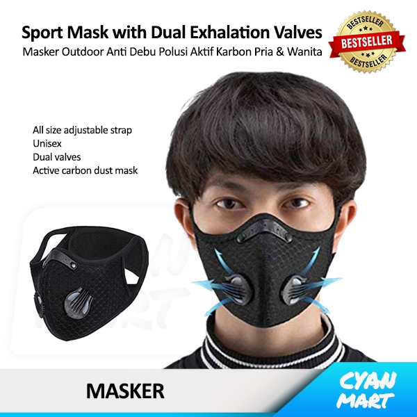 Jual Masker Outdoor Olahraga Motor Active Carbon Reusesable Dual Valve ...
