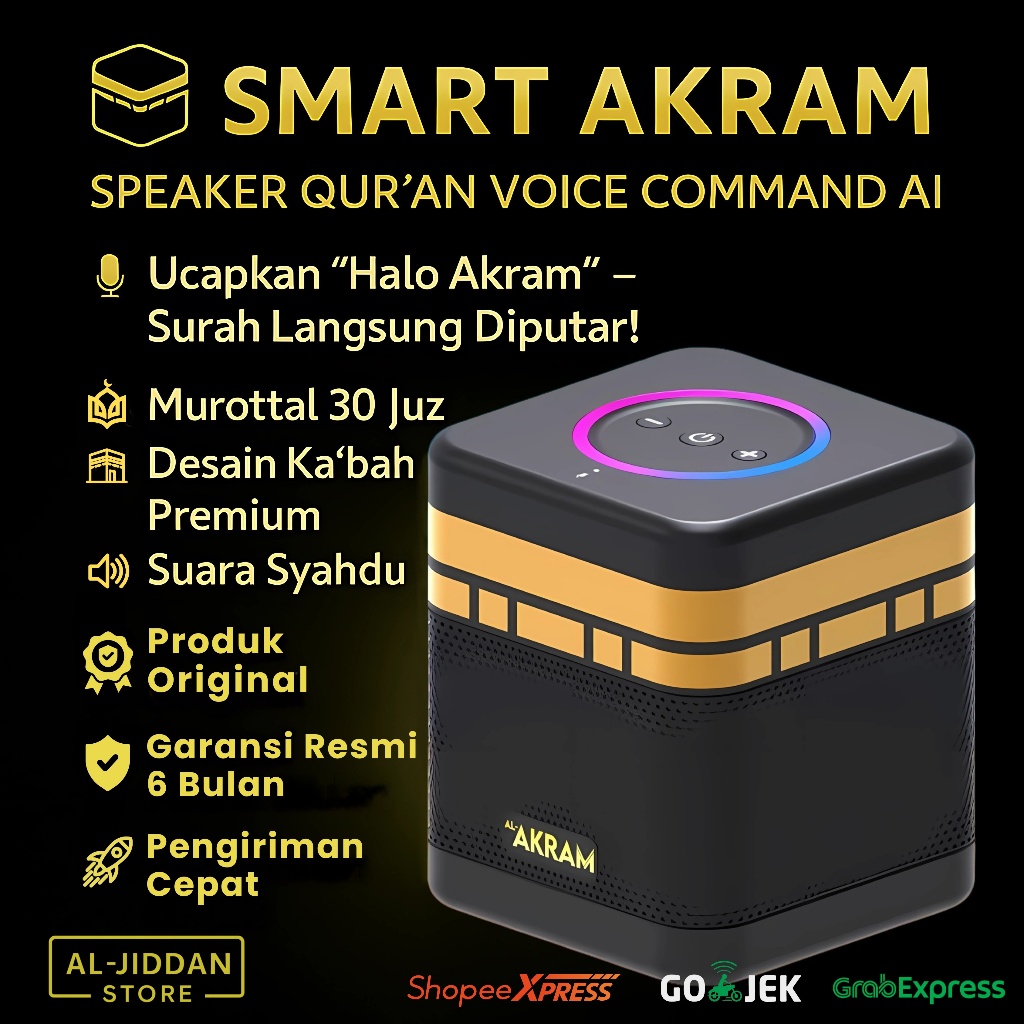 Jual Speaker Murottal Quran Digital 30 Juz Smart Akram Voice Command ...