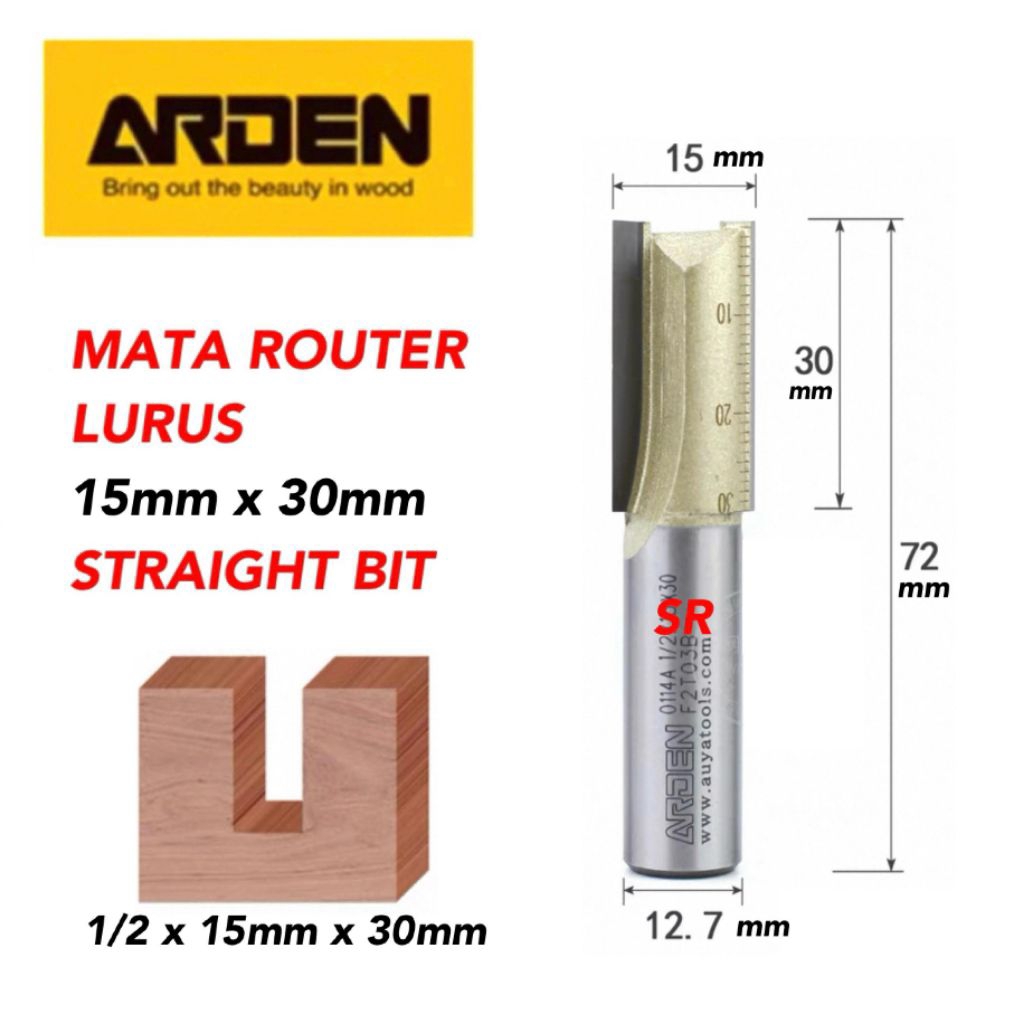 Jual Mata Router/ Profil Lurus 15mm × 30mm As 1/2 Straight Bits Merk ...