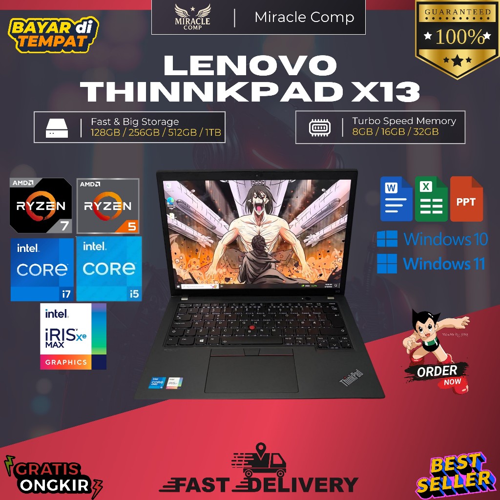 Jual Lenovo Thinkpad X13 G3 / X13 G2 / X13 G1 INTEL I7 I5 | RYZEN 7/5 ...